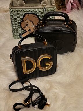 Dolce & Gabbana Black Quilted Leather Crossbody with Gold DG Logo